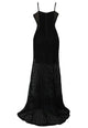 Black Mesh Overlay Spliced Sleeveless Evening Dress