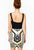 Metallic Print Hollow out Black White Bandage Dress