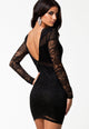 Black Lace&Mesh Patchwork Sexy Bodycon Dress