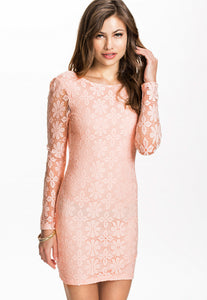Light Pink Backless Lace Club Dress