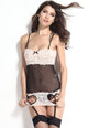 Attacthed Garter Black Pink Lace Valentine Chemise