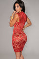 Red Lace Nude Illusion Dress