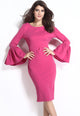 Pink Long Sleeves Cocktail Dress With Tulip Cuffs