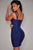 Navy-Blue Double Straps Arched Bandage Dress