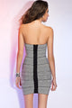 Cocktail Party Jacquard Strapless Sheath Bandage Dress