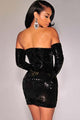 Black Sequins Off-the-shoulder Club Dress