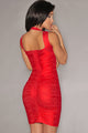 New Fashion Red Foil Print Bandage Dress Celebrity Style