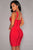 Hot Red Double Straps Arched Bandage Dress