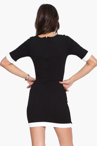 Black Short Sleeve Asymmetric Bodycon Dress