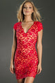 Red Handmade Lace Cutout Bodycon Dress