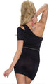 Black Cut-out One-shoulder Plicated Bodycon Dress
