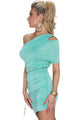 Mint Green Cut-out One-shoulder Plicated Bodycon Dress