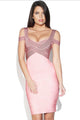 Pink Weave Illusion Top Sexy Bandage Dress