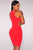 Red Peep Hole Cut out Sides Dress