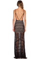 Black Lacy Fish Scale Open Back Evening Dress
