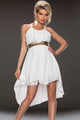 White Elegant Gathering Hi-low Chiffon Party Dress