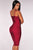 Wine Zipper Hourglass Bandage Dress