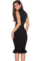 Black Bandage Pencil Dress with Fluted Hem