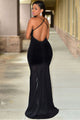 Black Jeweled Front Slit Gown