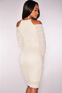 White Lace Cut out Shoulder Bodycon Dress