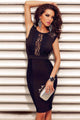 Black Lace Decor Chained Sexy Backless Evening Dress