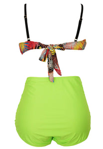 Curvy Girl Tropical Style High Waist Bathing Suit