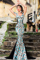 Silver Sequin Embellishment Elegant Mermaid Evening Gown