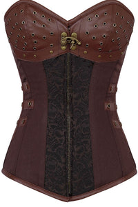 Brown 12 Steel Bones Steampunk Corset with Thong