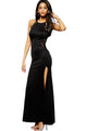 Black Lace Splicing Maxi Evening Dress