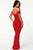Red Peplum Maxi Dress With Drop Shoulder