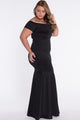 Black Plus Size Off Shoulder Fishtail Maxi Dress