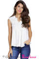 White Embroidered Applique V Neck Blouse Top