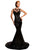 Black Sequined Backless Bow Detail Evening Mermaid Dress
