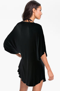 Black Cheeky Letter Print Summer Cover up
