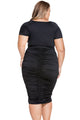 Black Pleated Curvaceous Midi Dress