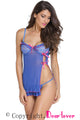 Blue Sexy Night Lace Cup Babydoll with Slit