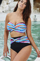 Plus Size Colorful Striped High Waist Bikini Swimsuit