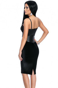Black Leather Splice Bralette Cami Dress