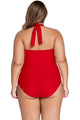 Solid Red Plus Size Non-underwire Monokini