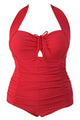 Solid Red Plus Size Non-underwire Monokini