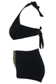 Plus Leopard Black High-waist Bikini Swimsuit