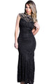Black Lace Sleeveless Long Mermaid Dress