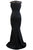 Black Off the Shoulder Sheer Stripe Fishtail Evening Gown