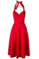 50s Eventful Red Vintage Halter Swing Dress