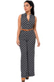 Lattice Print Belted Wide Leg Jumpsuit