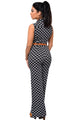 Lattice Print Belted Wide Leg Jumpsuit