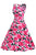 Feminine Rosy Floral Black Dot Swing Vintage Skater Dress
