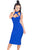 Royal Blue High Neck Hollow-out Bandage Dress