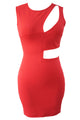 Red Asymmetric Cutout Sexy Mini Club Dress