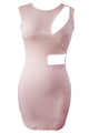 Pink Asymmetric Cutout Sexy Mini Club Dress